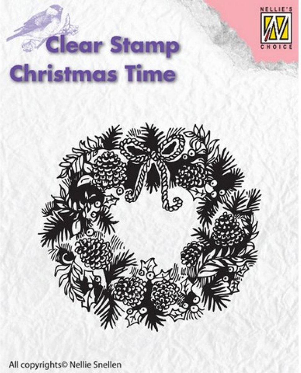 CT013 Clear stamp Nellie Snellen kerstkrans christmas wreath stempel